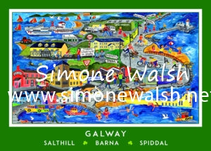 Salthill & Barna, Galway Tea Towel